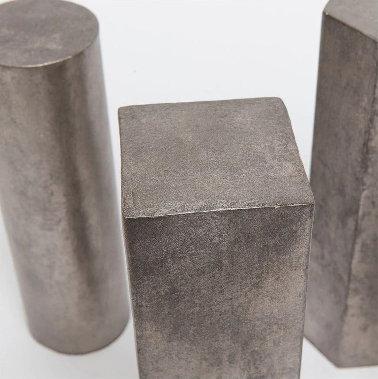 AGED NICKEL GEOMETRIC SCULPTURE