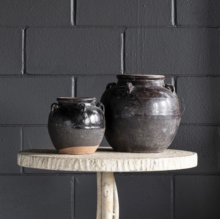 GLAZED FOUR-HANDLE POT