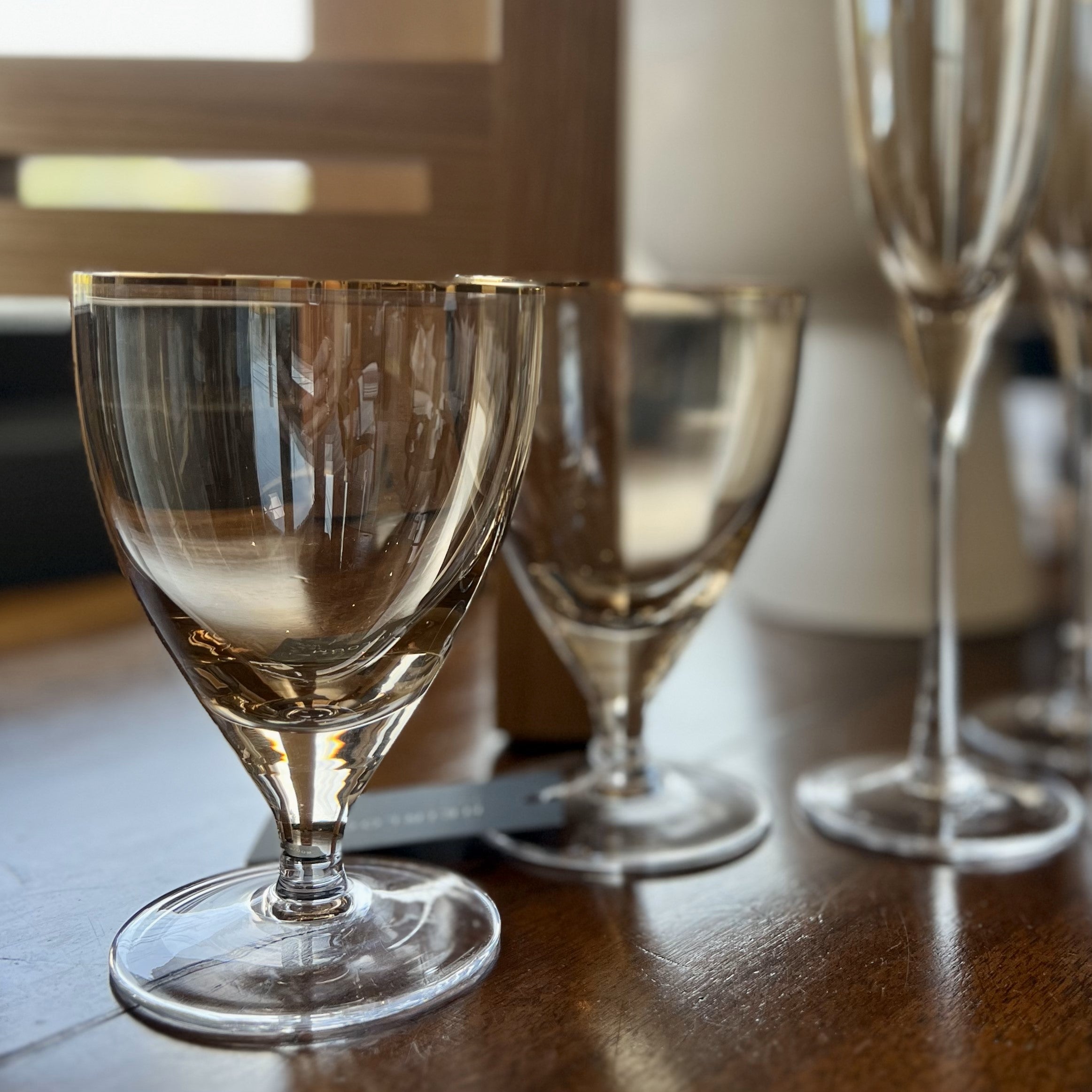 GILDED STEMWARE, SET OF TWO