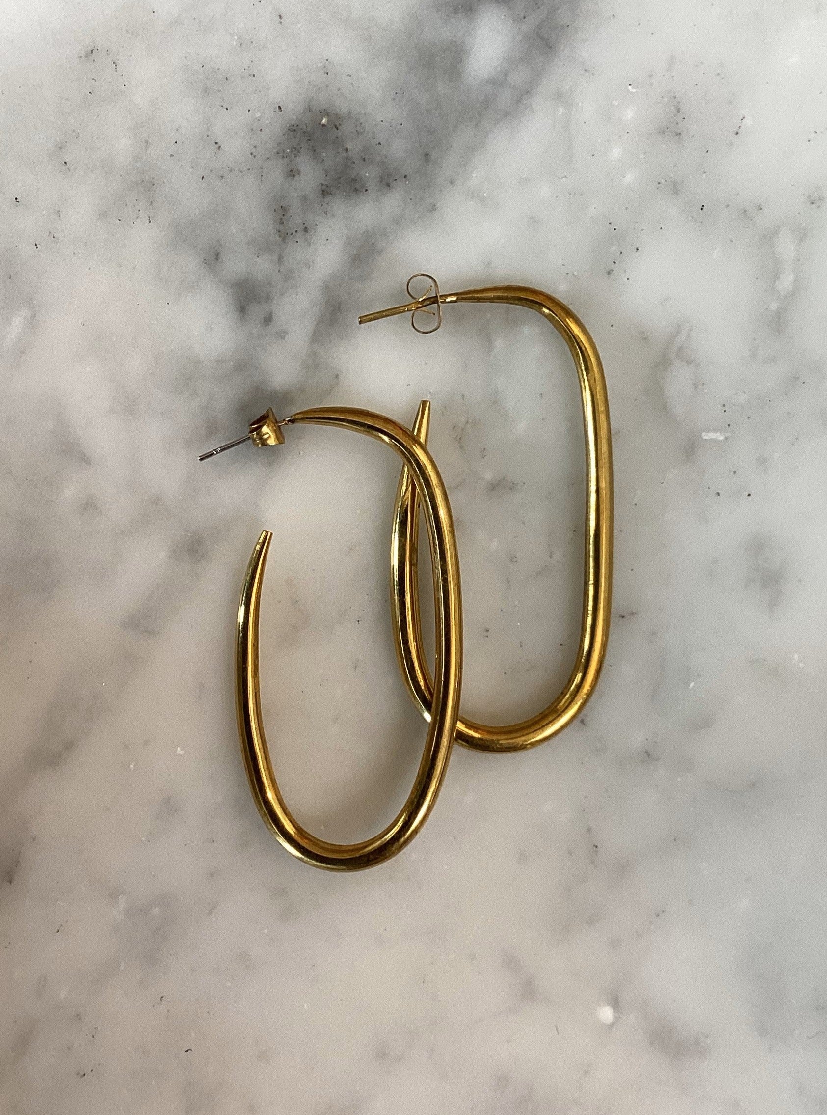 OVAL DROP HOOP EARRINGS