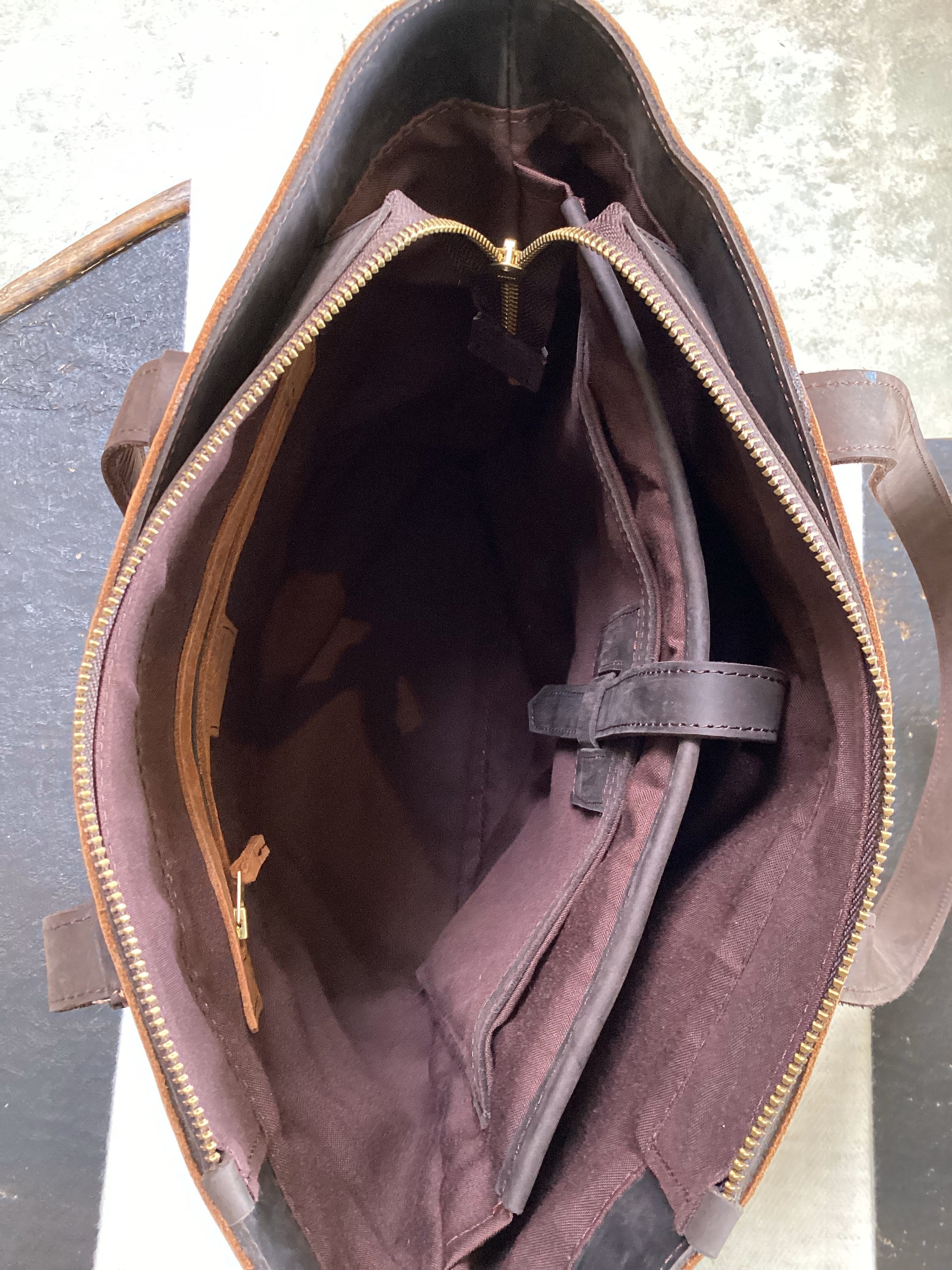 TWO-TONED LEATHER TOTE