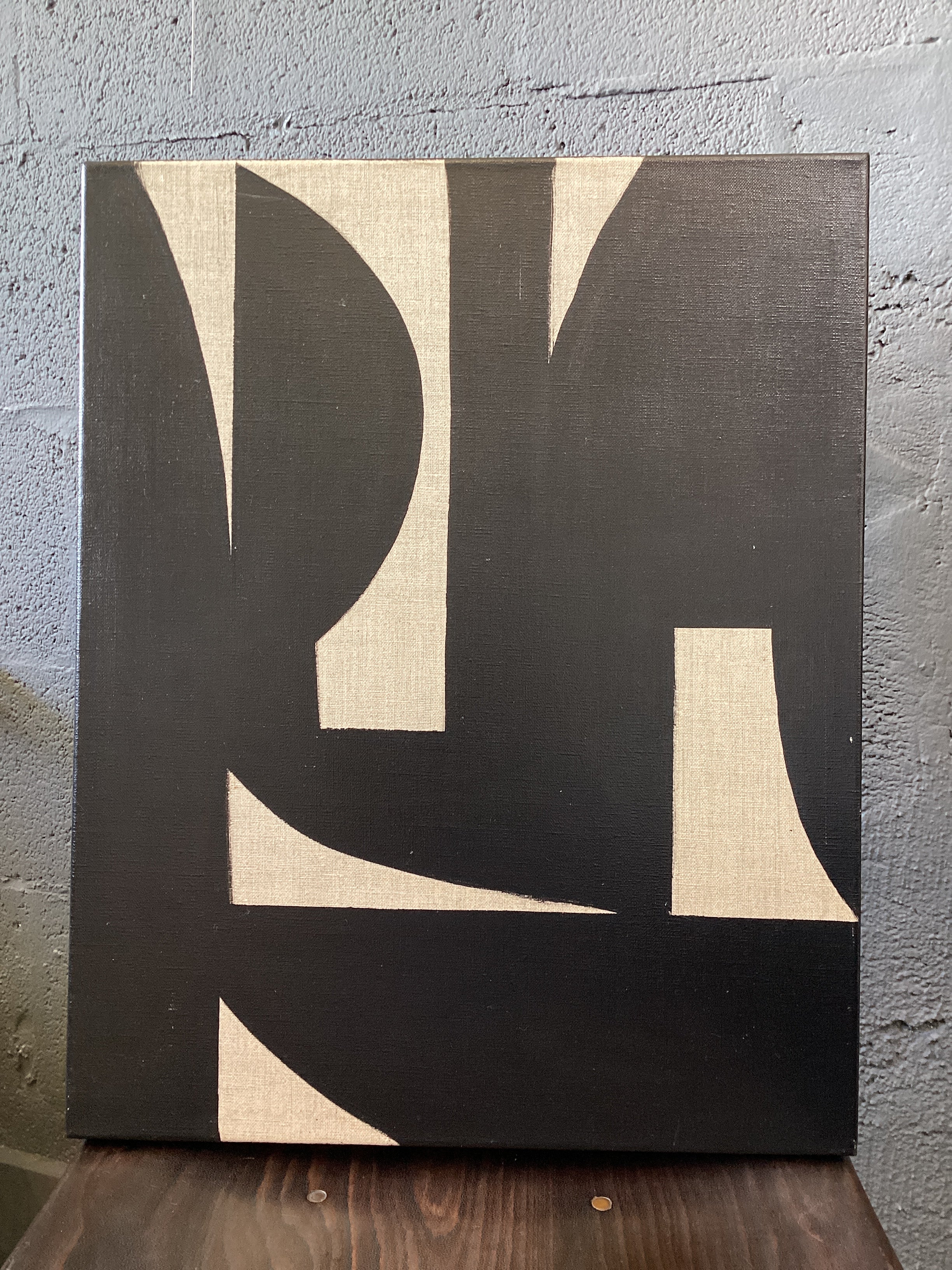 STEPHEN SHON ACRYLIC + INK ON RAW LINEN