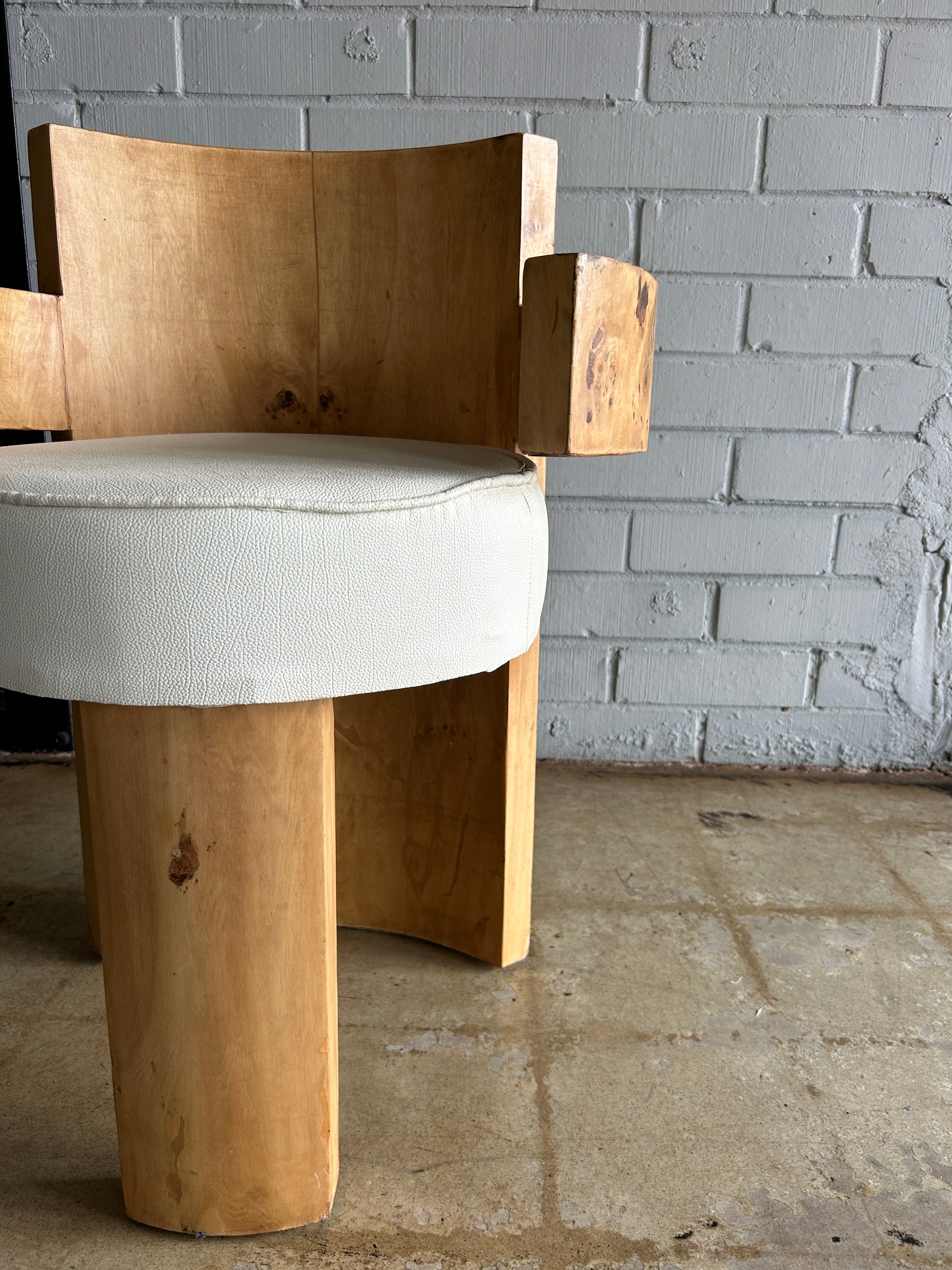 VINTAGE BURLWOOD BARREL CHAIR