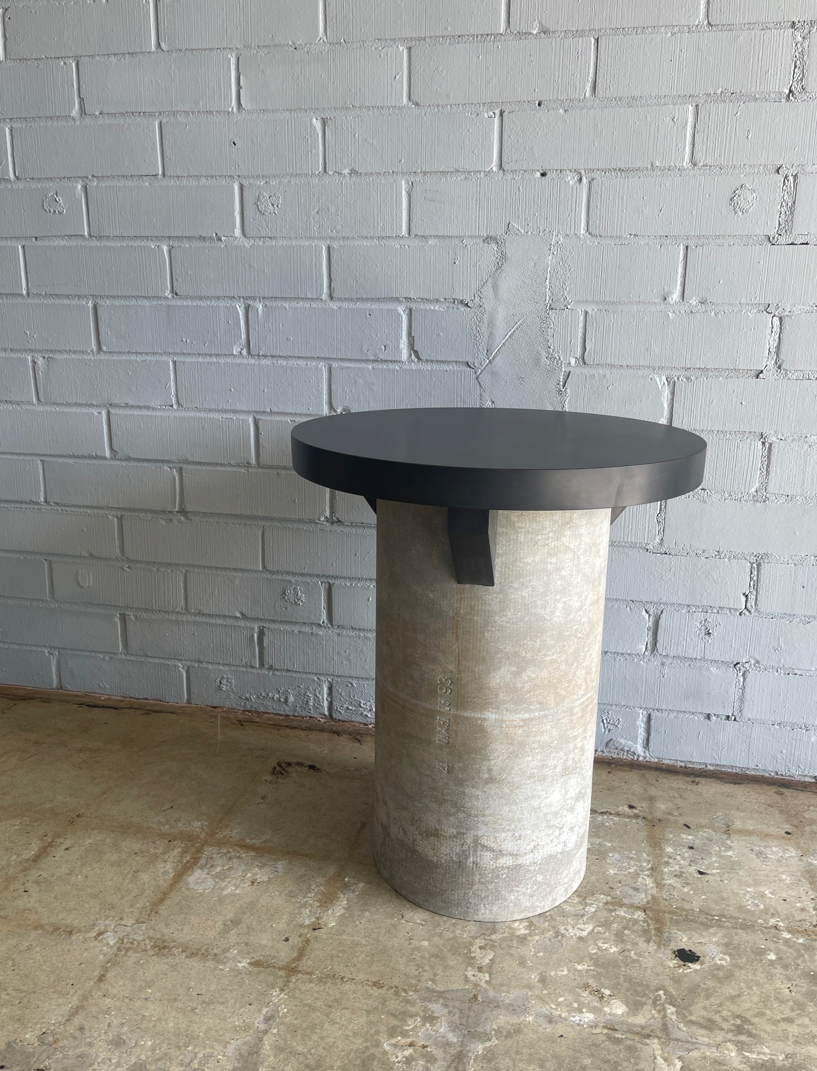 PAIR OF CONCRETE CYLINDER TABLES