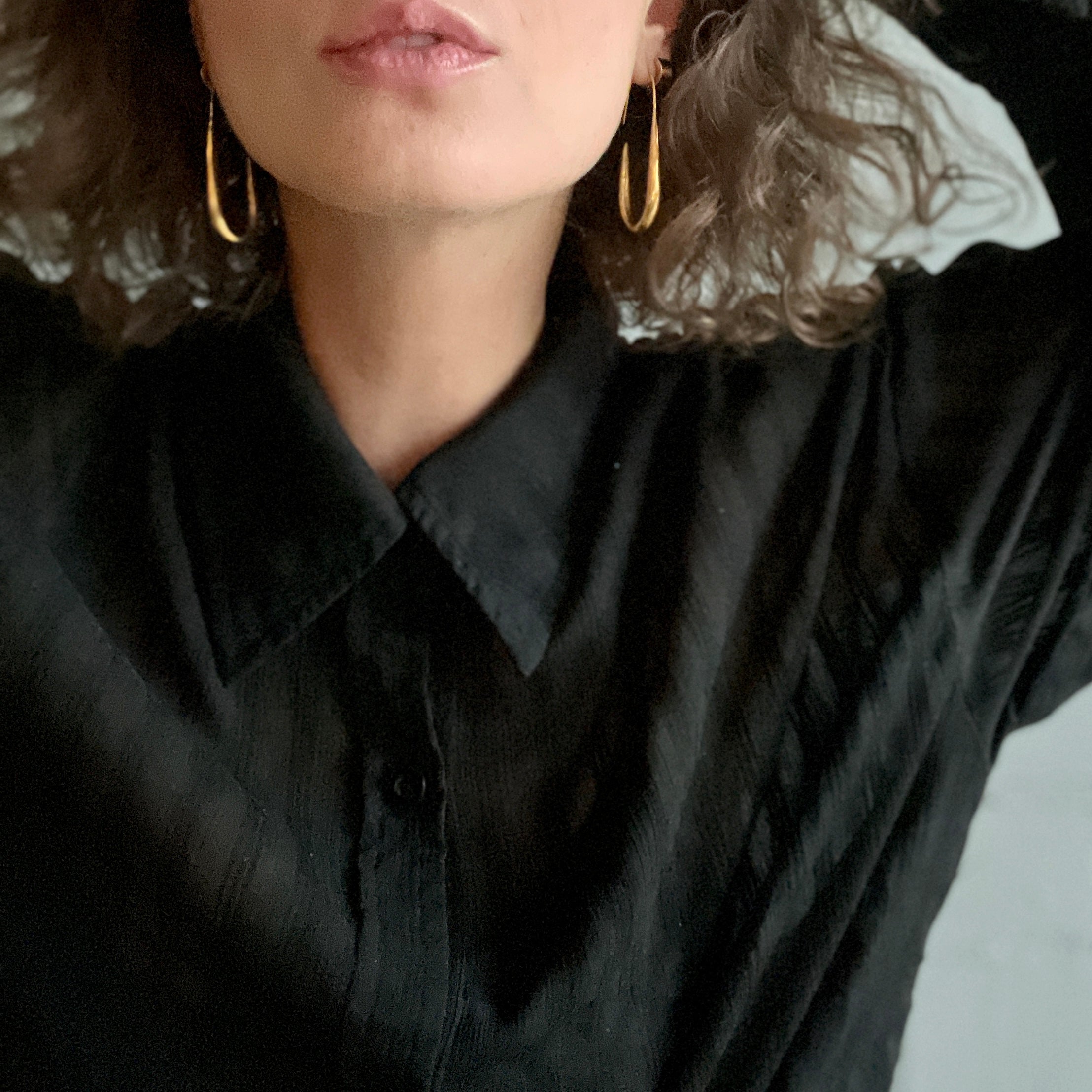 OVAL THREADER HOOP EARRINGS