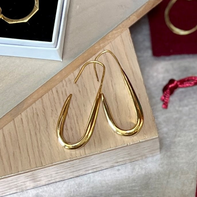 OVAL THREADER HOOP EARRINGS