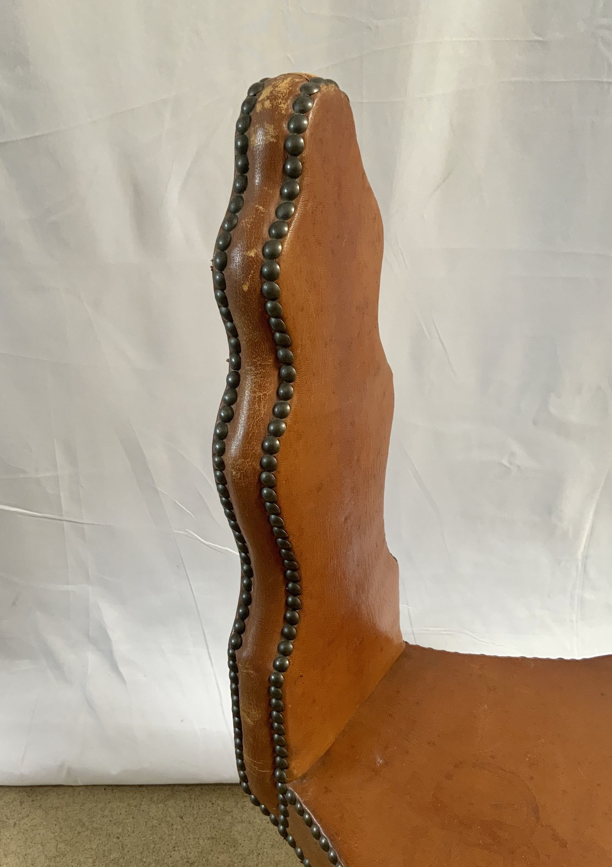 PRIMITIVE SPANISH LEATHER STOOL