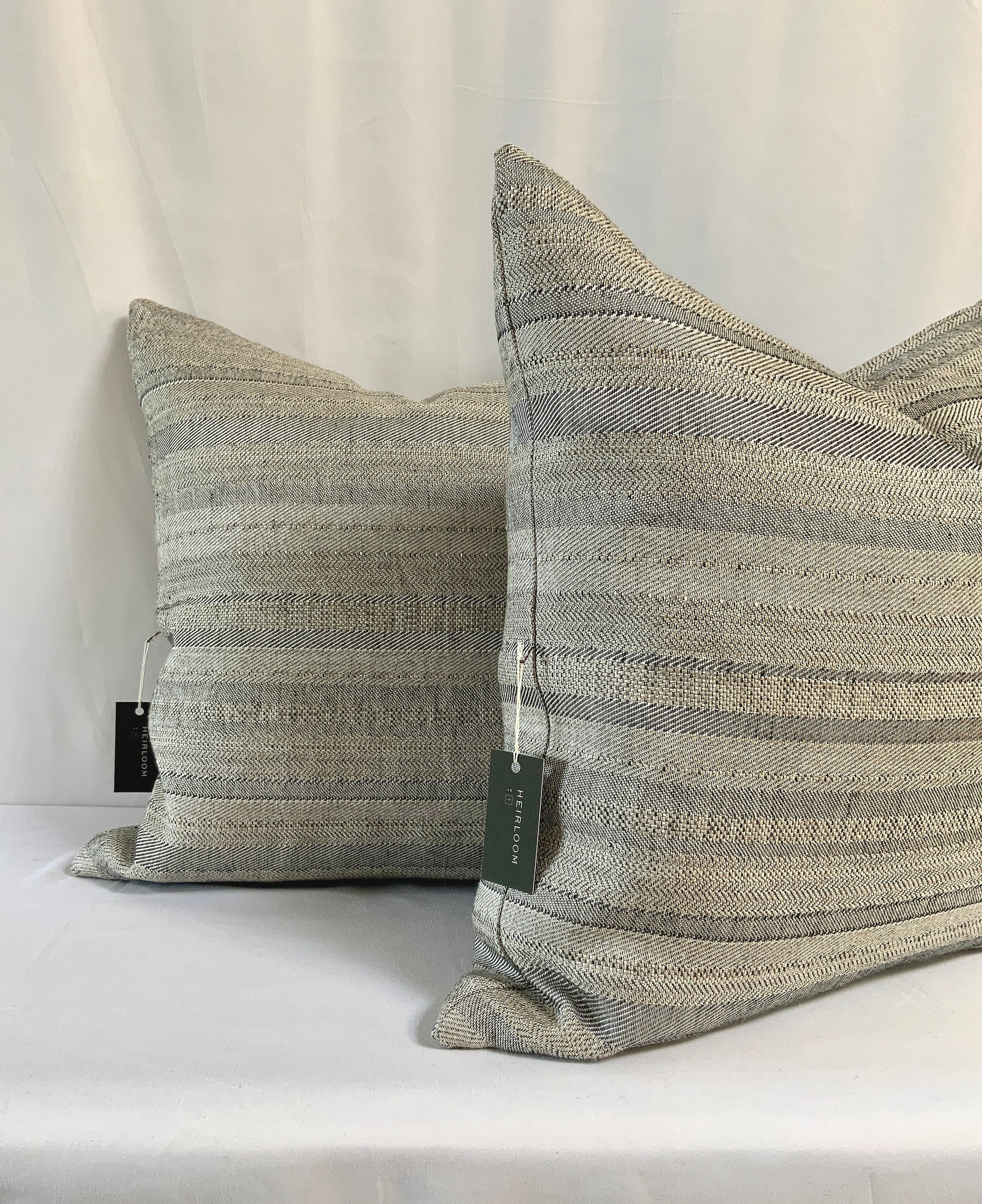 SILVER + TAUPE HERRINGBONE PILLOW