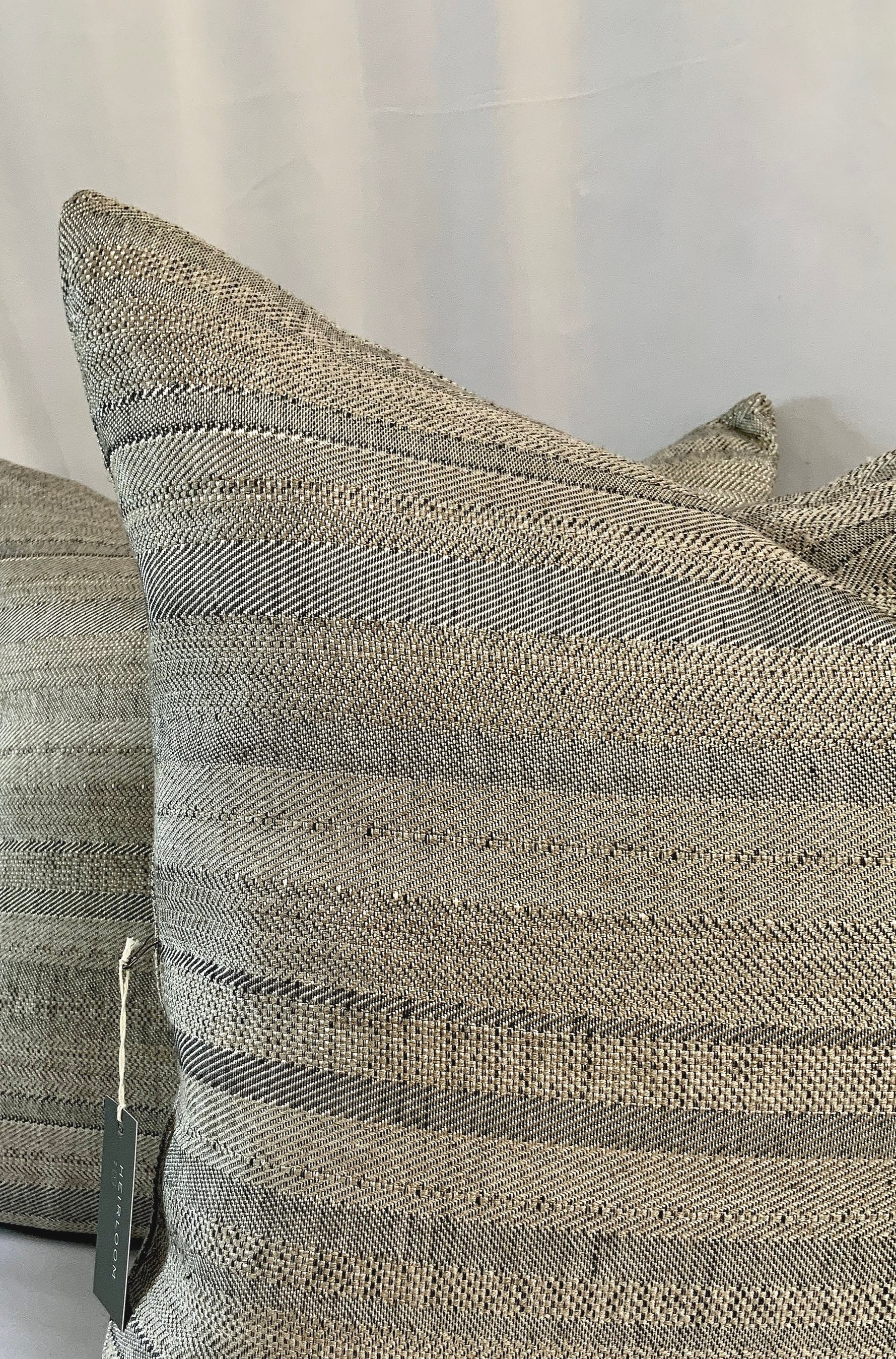 SILVER + TAUPE HERRINGBONE PILLOW