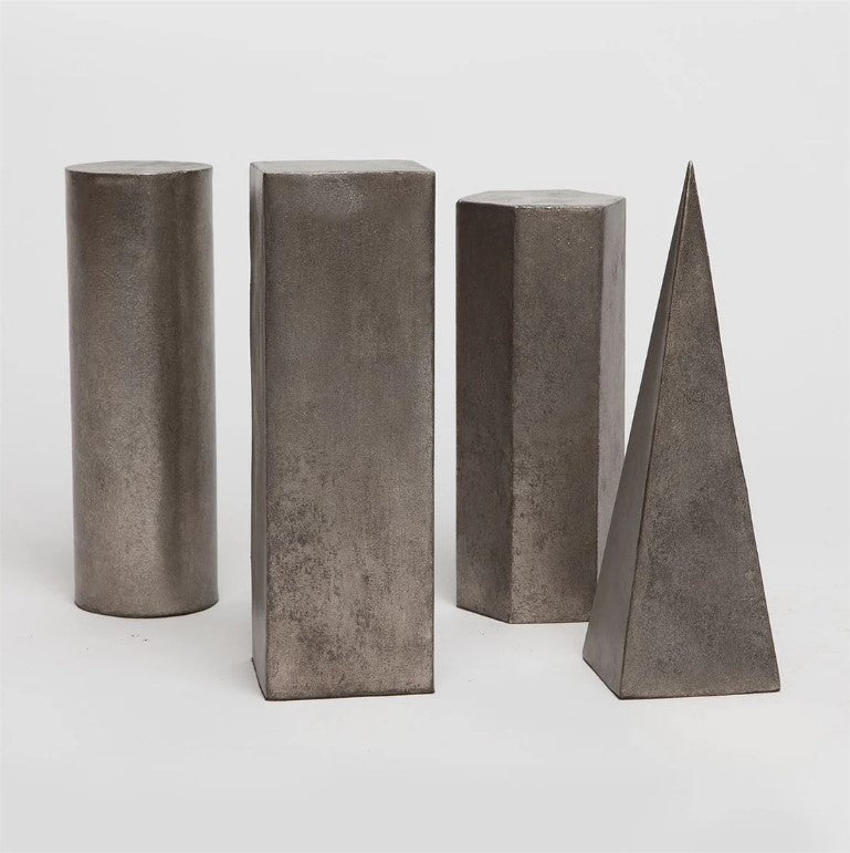 AGED NICKEL GEOMETRIC SCULPTURE