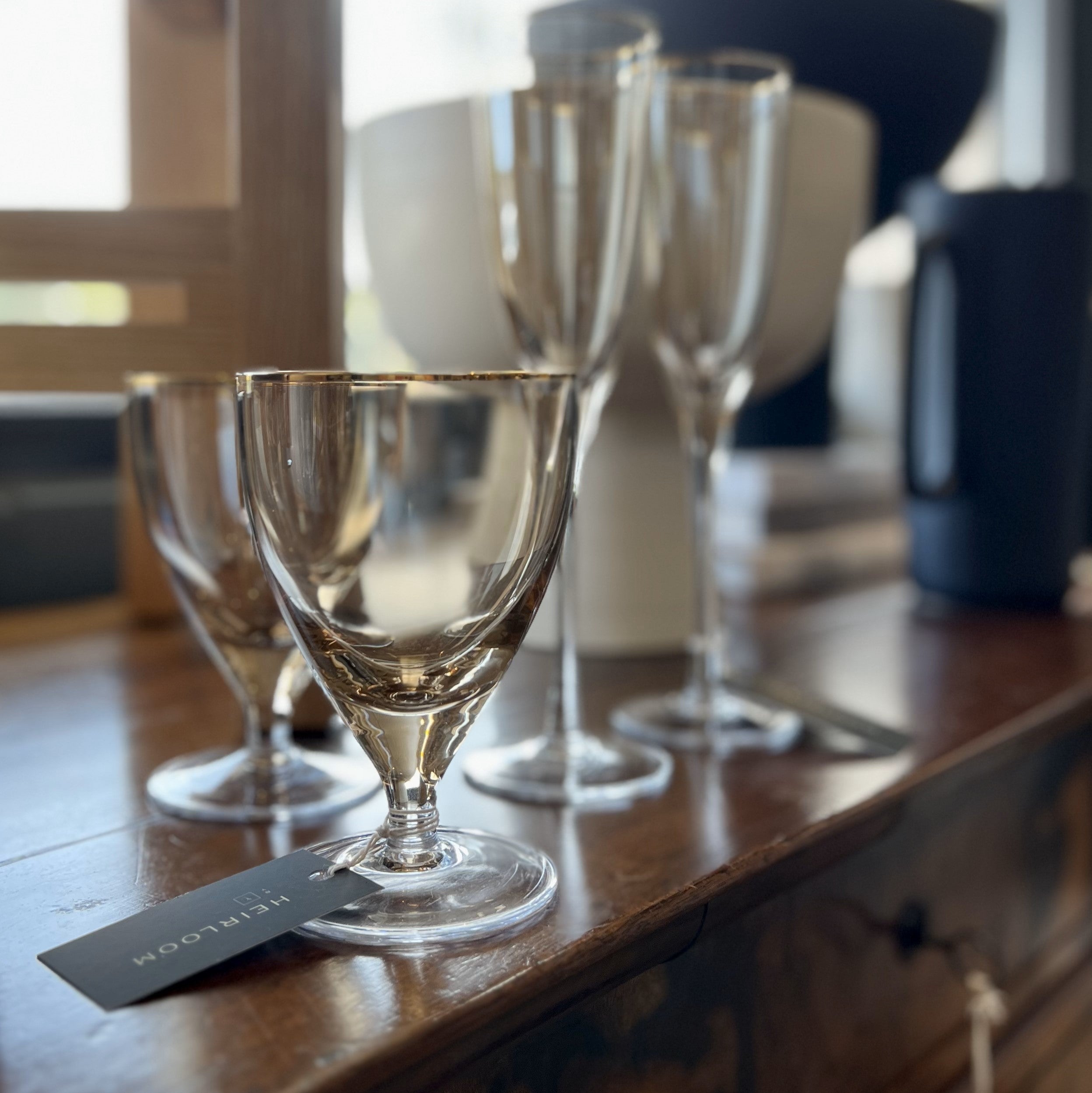 GILDED STEMWARE, SET OF TWO