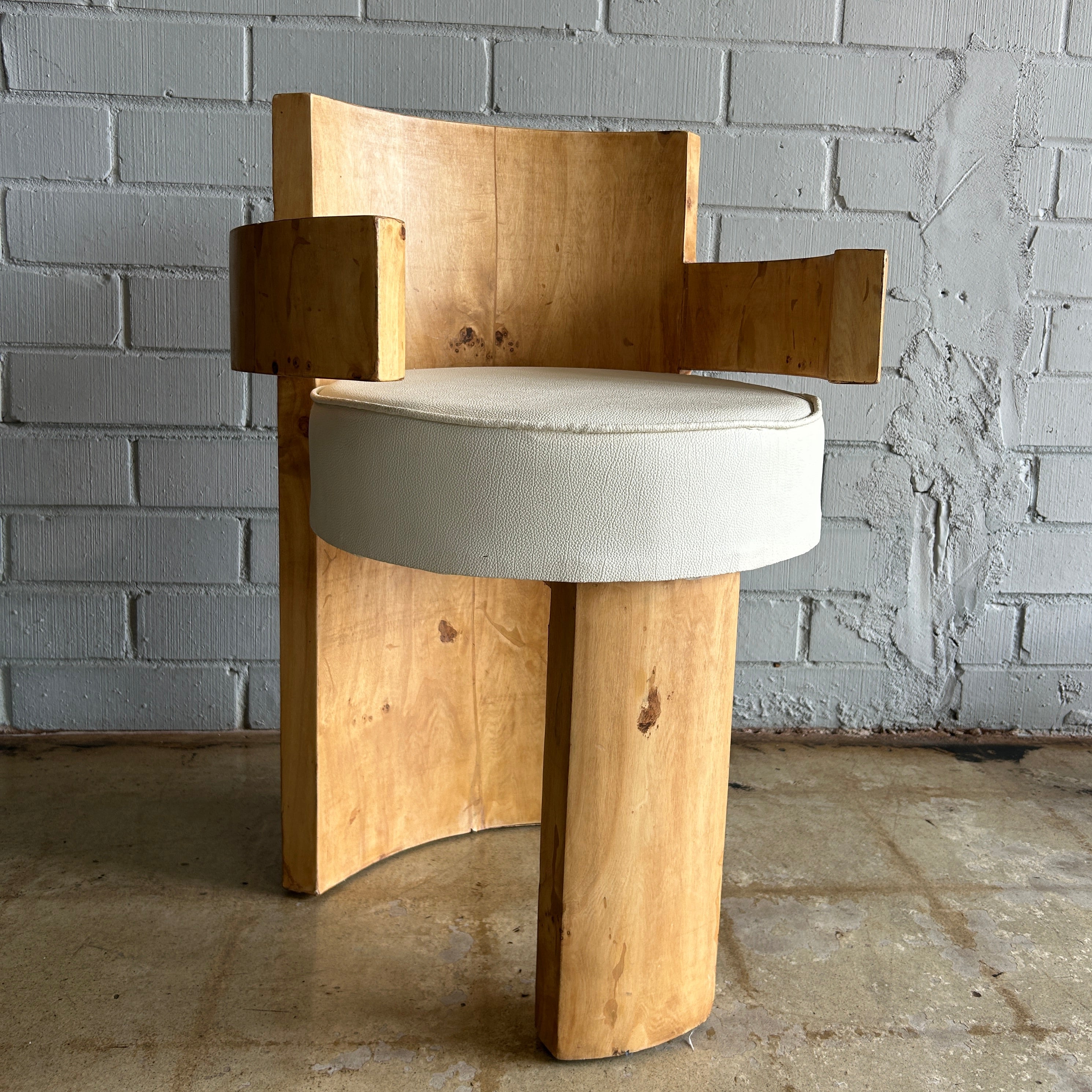 VINTAGE BURLWOOD BARREL CHAIR