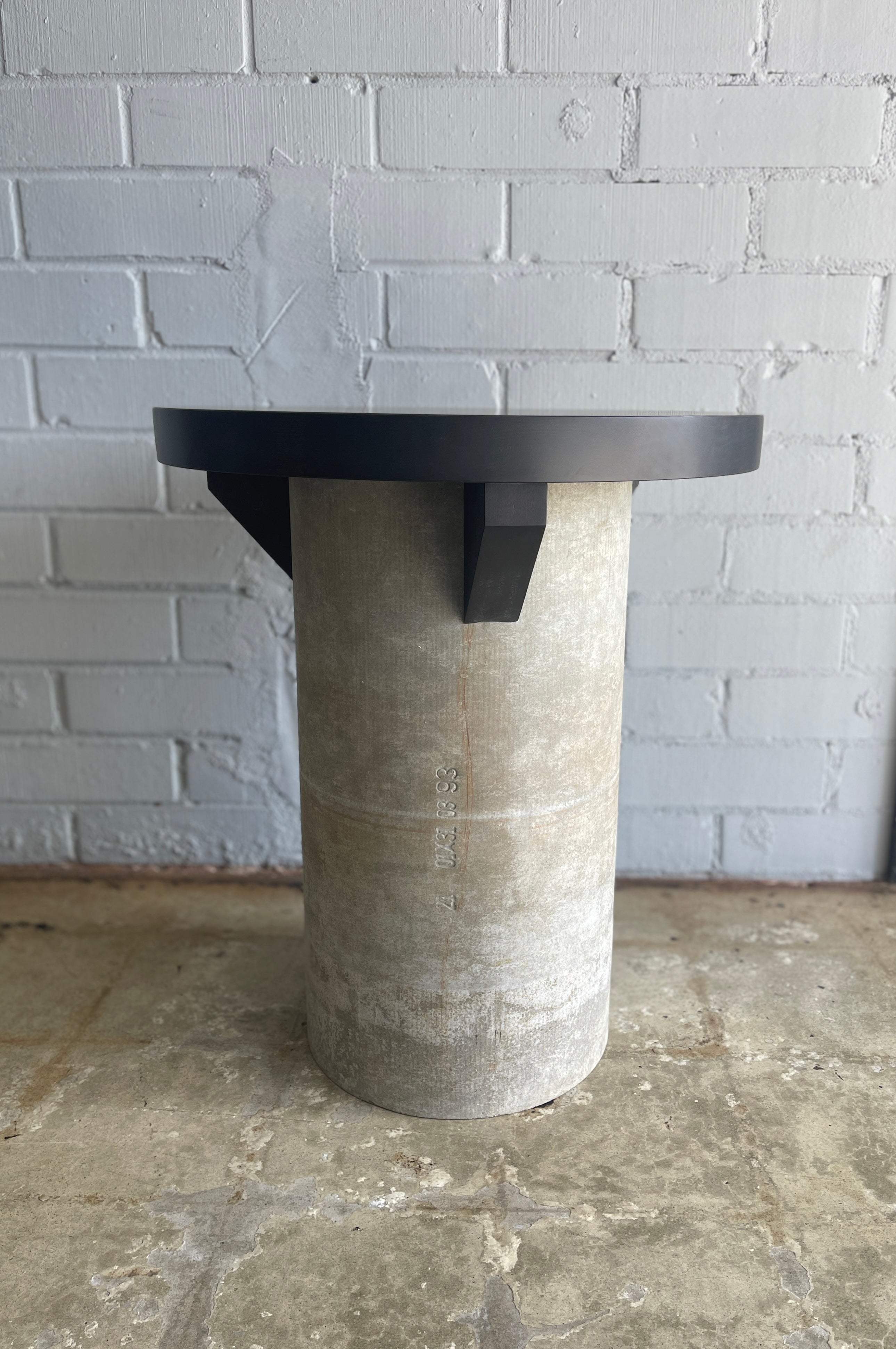 PAIR OF CONCRETE CYLINDER TABLES