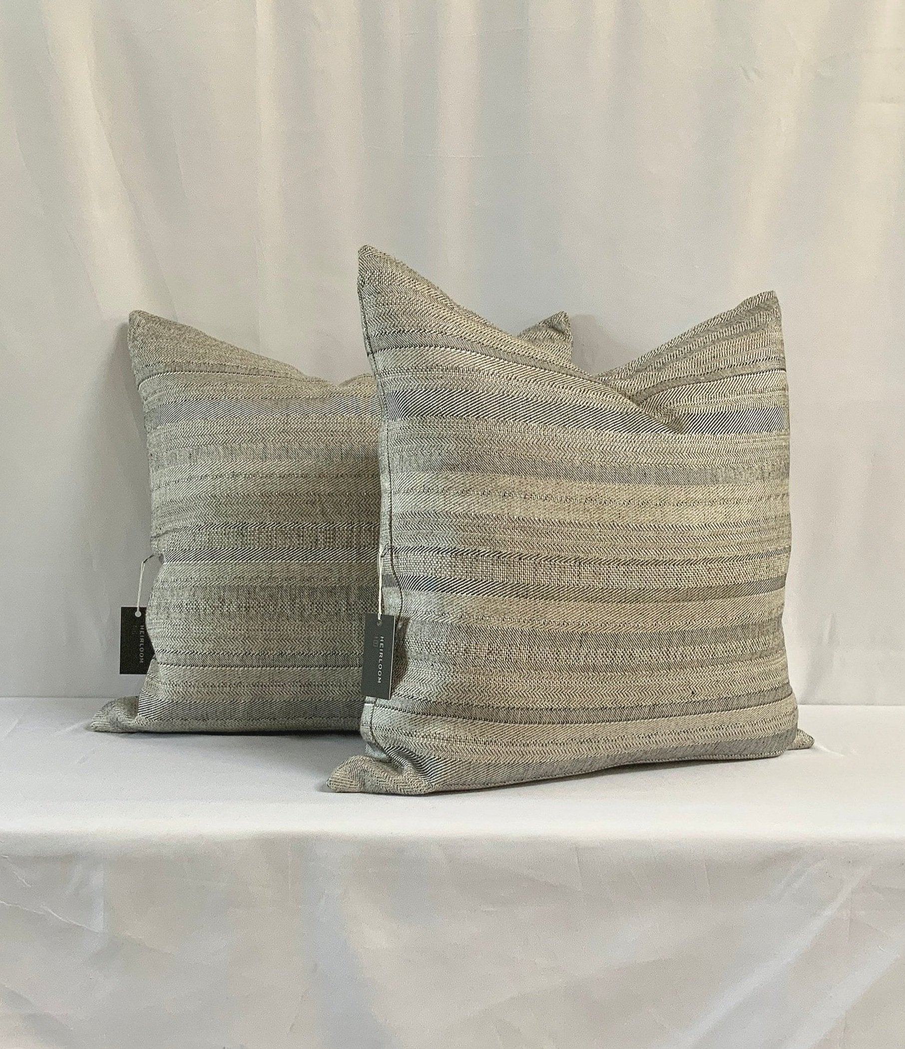 SILVER + TAUPE HERRINGBONE PILLOW