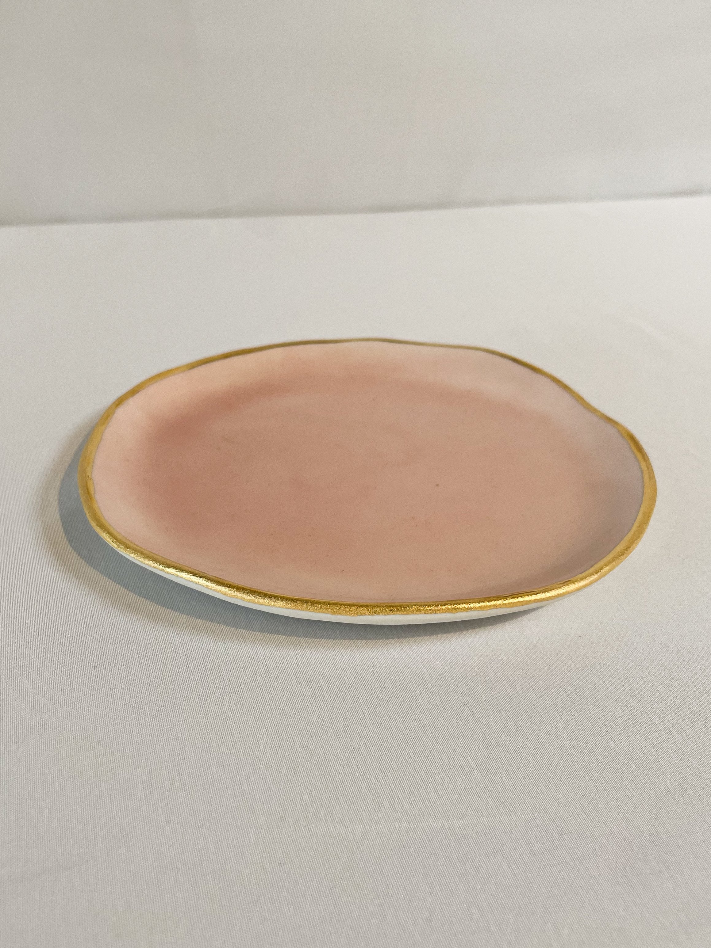 GOLD RIMMED ROSE PLATE