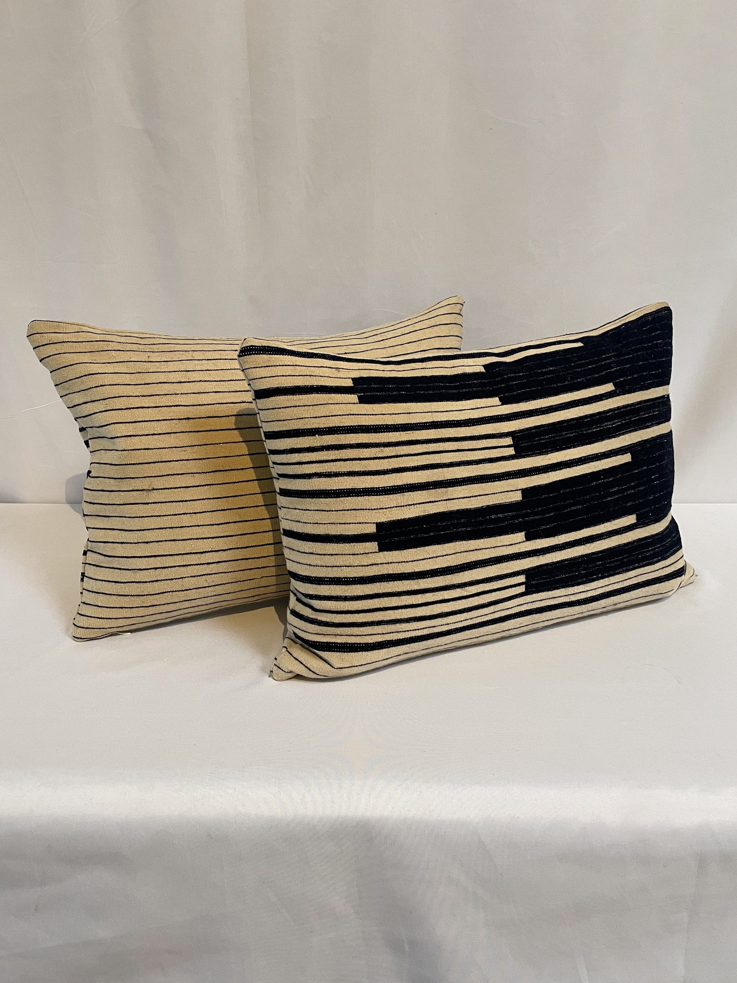 ANTIQUE WOOL STRIPED LUMBAR PILLOW